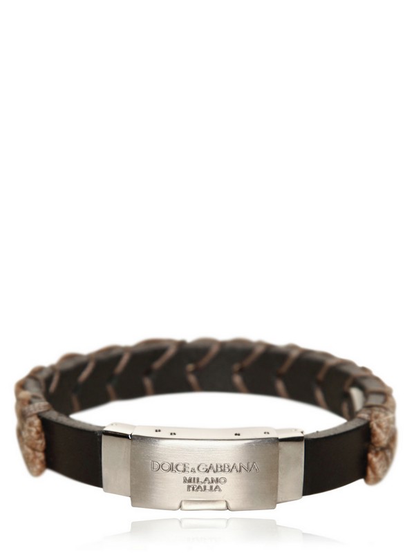 Lyst - Dolce & gabbana Woven Leather Rope Bracelet in Black