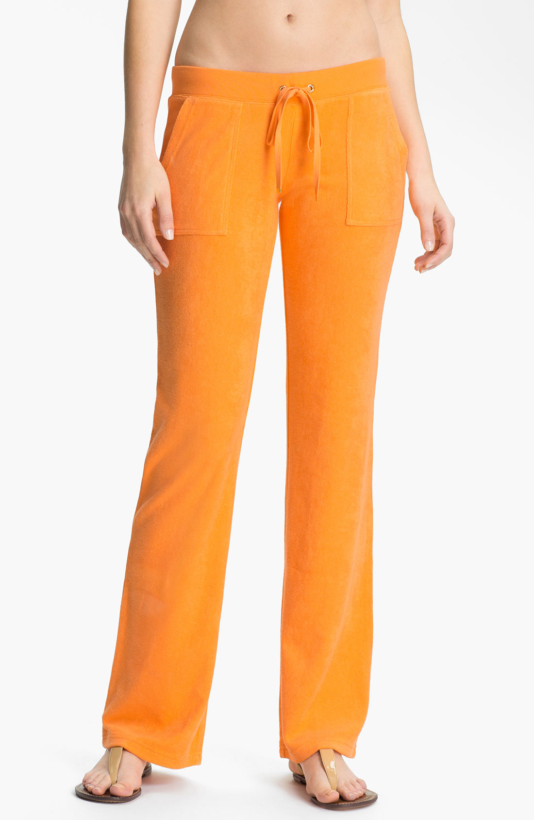 orange velour pants