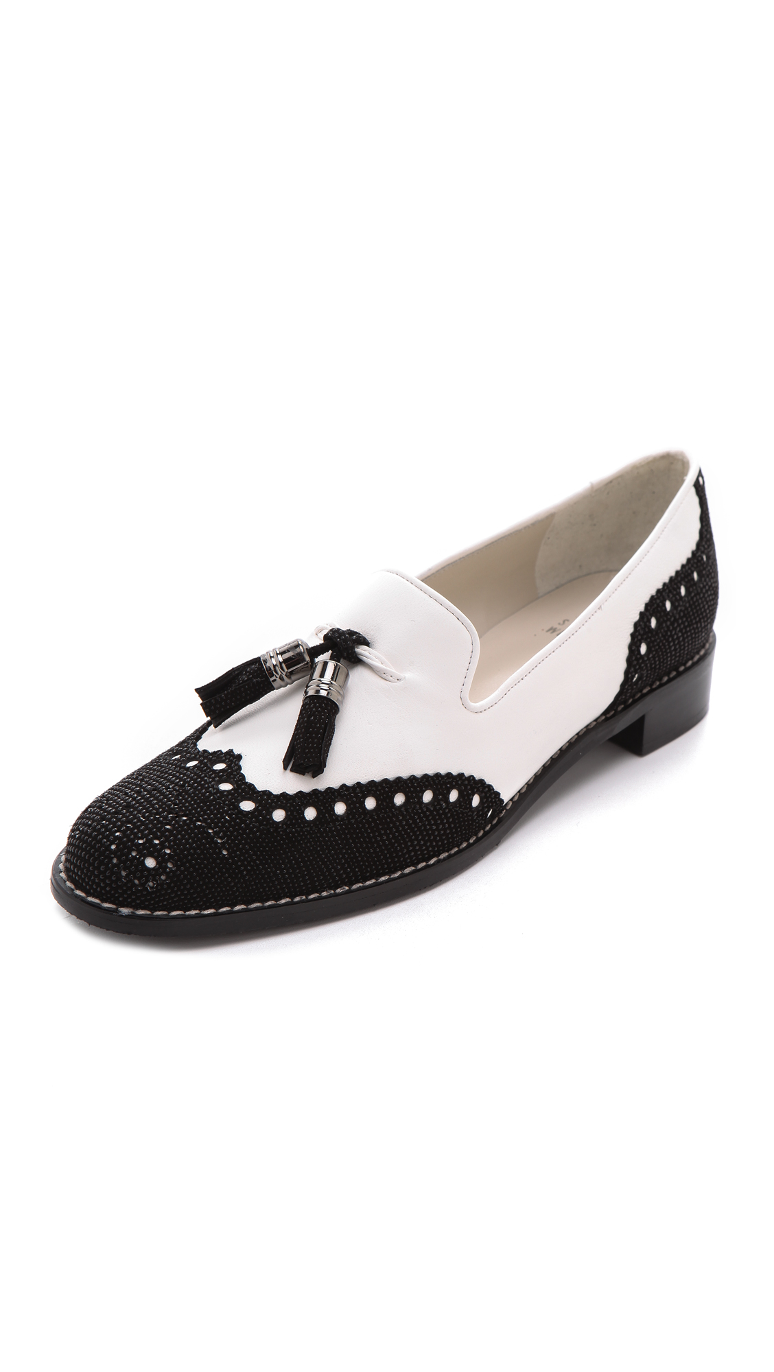 stuart weitzman loafers white