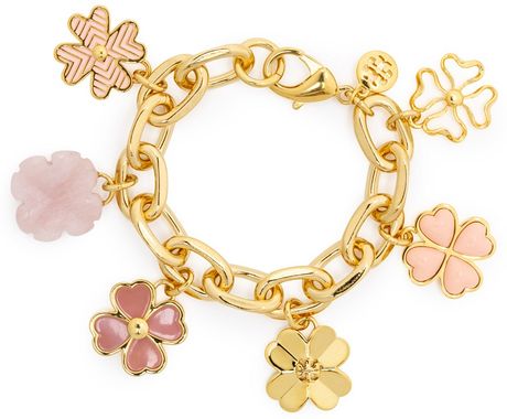 Tory Burch Shawn Charm Bracelet in Pink (pink shell/pink shell) | Lyst