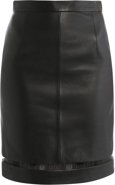 Alexander Wang Fishwire Detail Leather Skirt in Black | Lyst