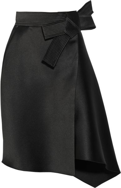 Lanvin Duchesse Satin Bow Skirt in Black | Lyst