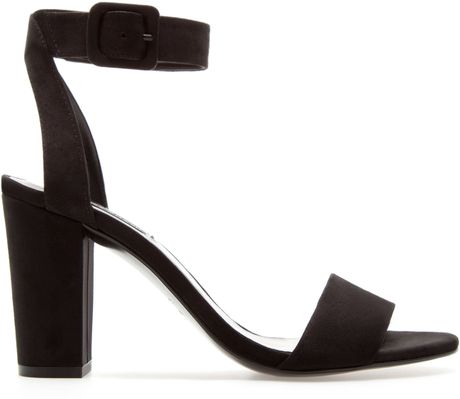Zara Mid Heel Sandals with Ankle Strap in Black | Lyst