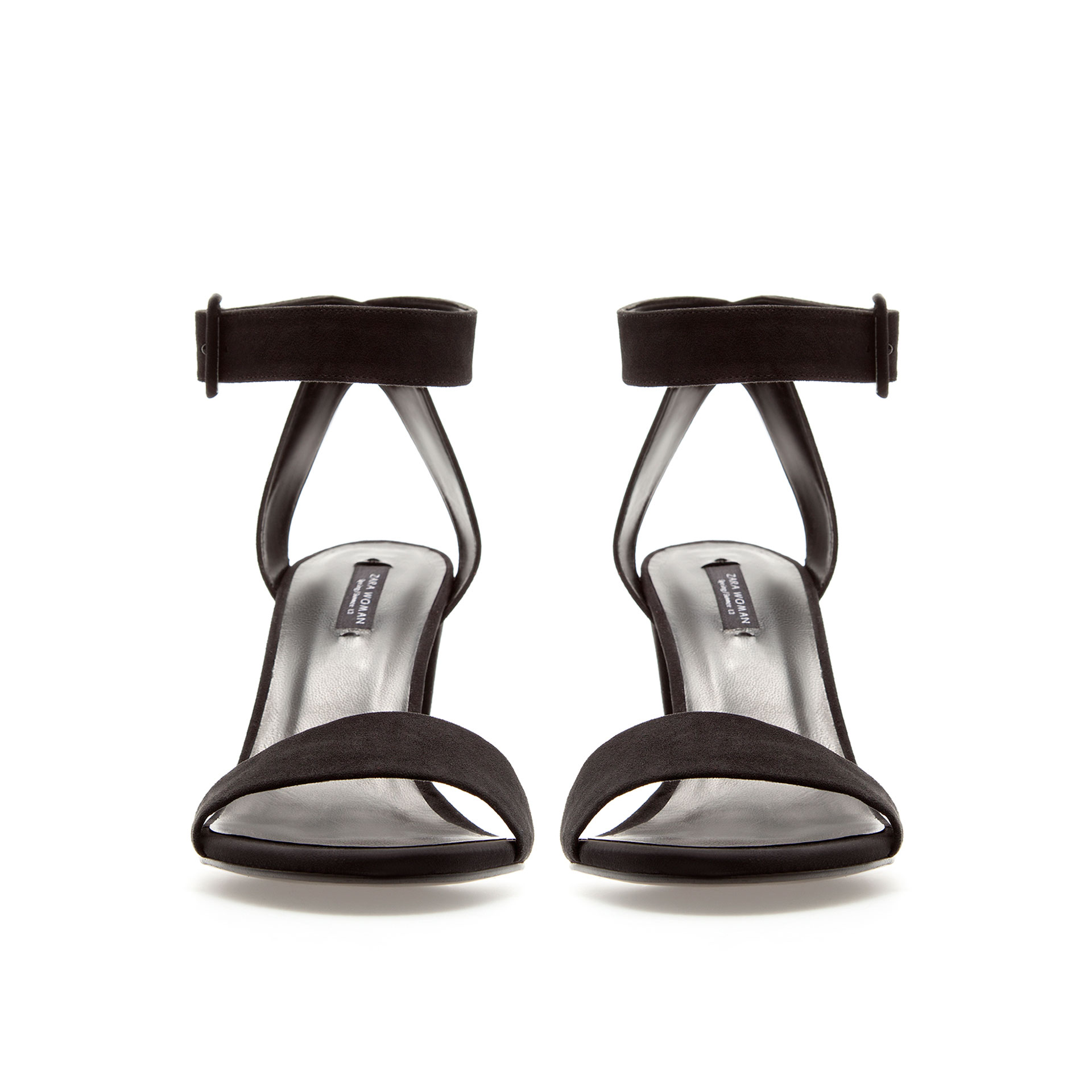 Zara Mid Heel Sandals with Ankle Strap in Black | Lyst