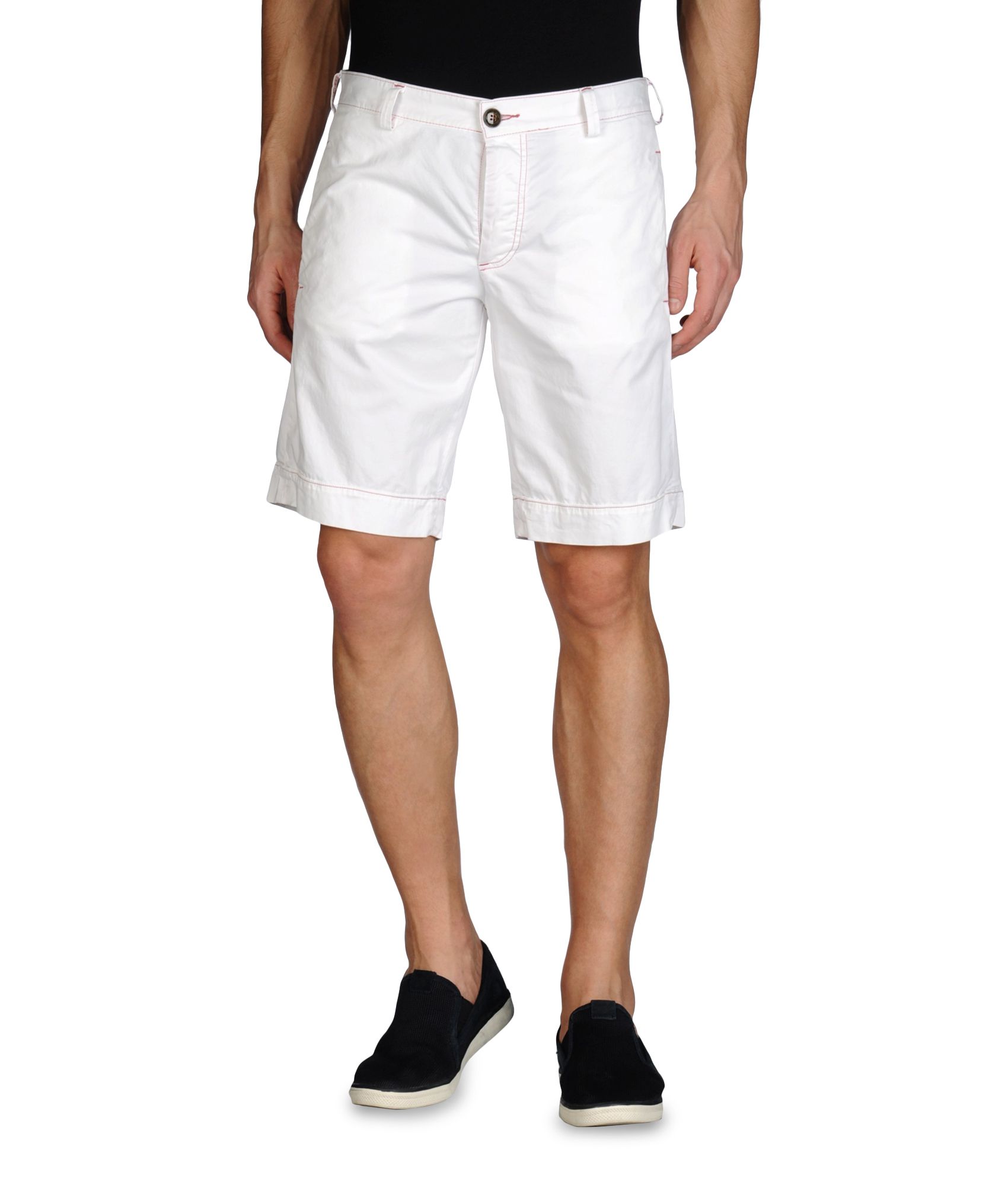 Armani Jeans Bermuda Shorts in Stretch Cotton Sateen in White for Men ...