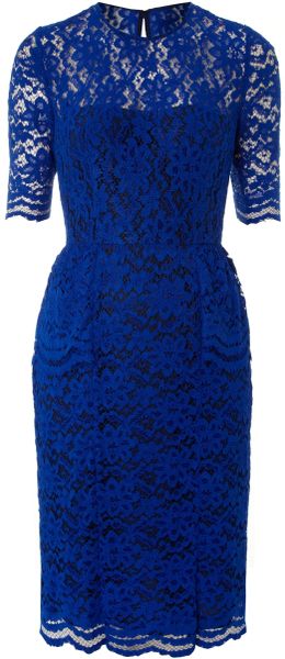 Whistles Gloria Lace Longer Dress in Blue | Lyst