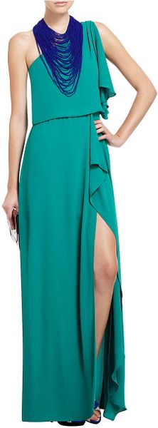 Bcbgmaxazria Kendal One-Shoulder Ruffled Evening Gown in Green (ultra ...