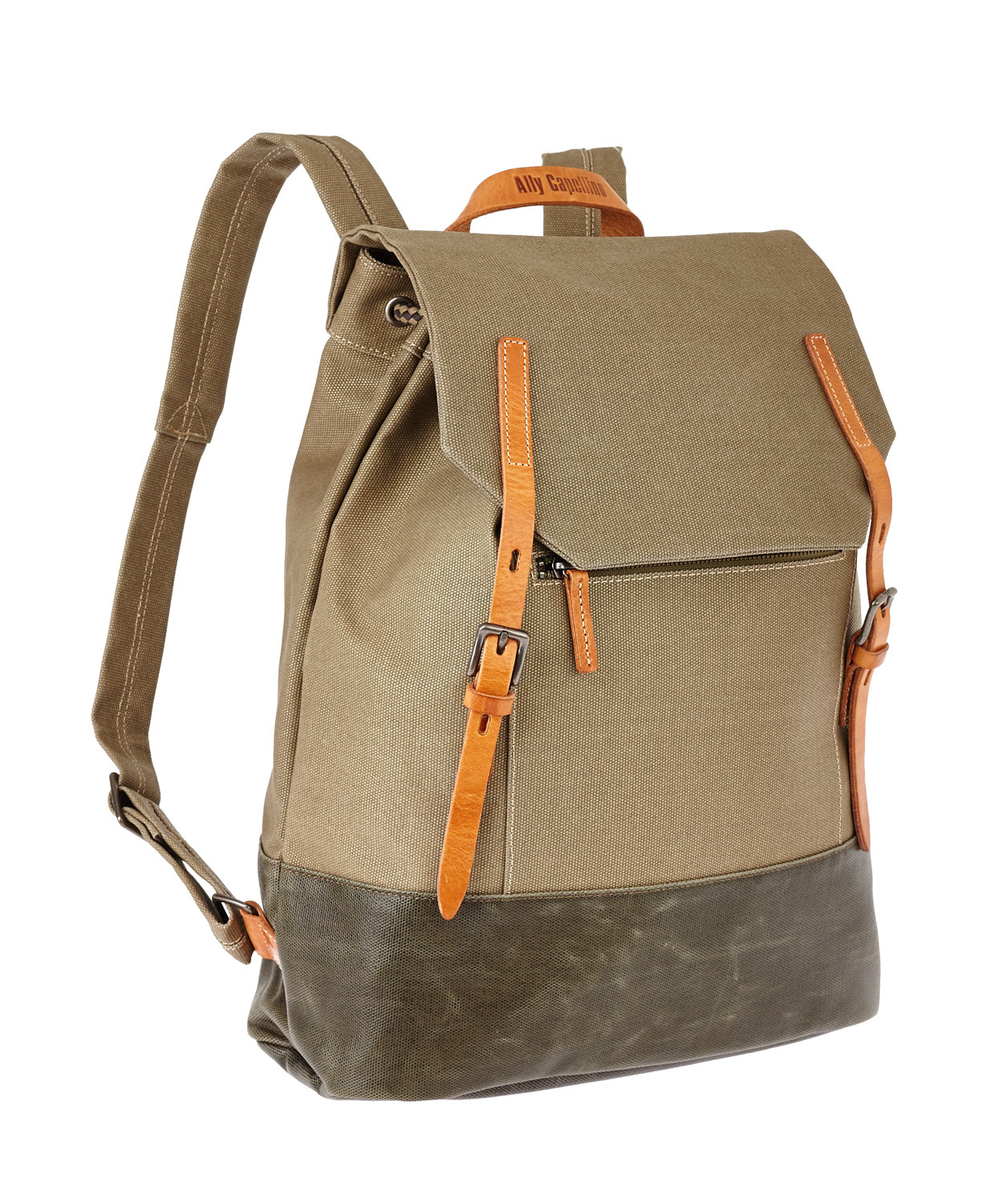 Ally Capellino Khaki Dean Waxed Canvas Backpack in Green for Men - Lyst