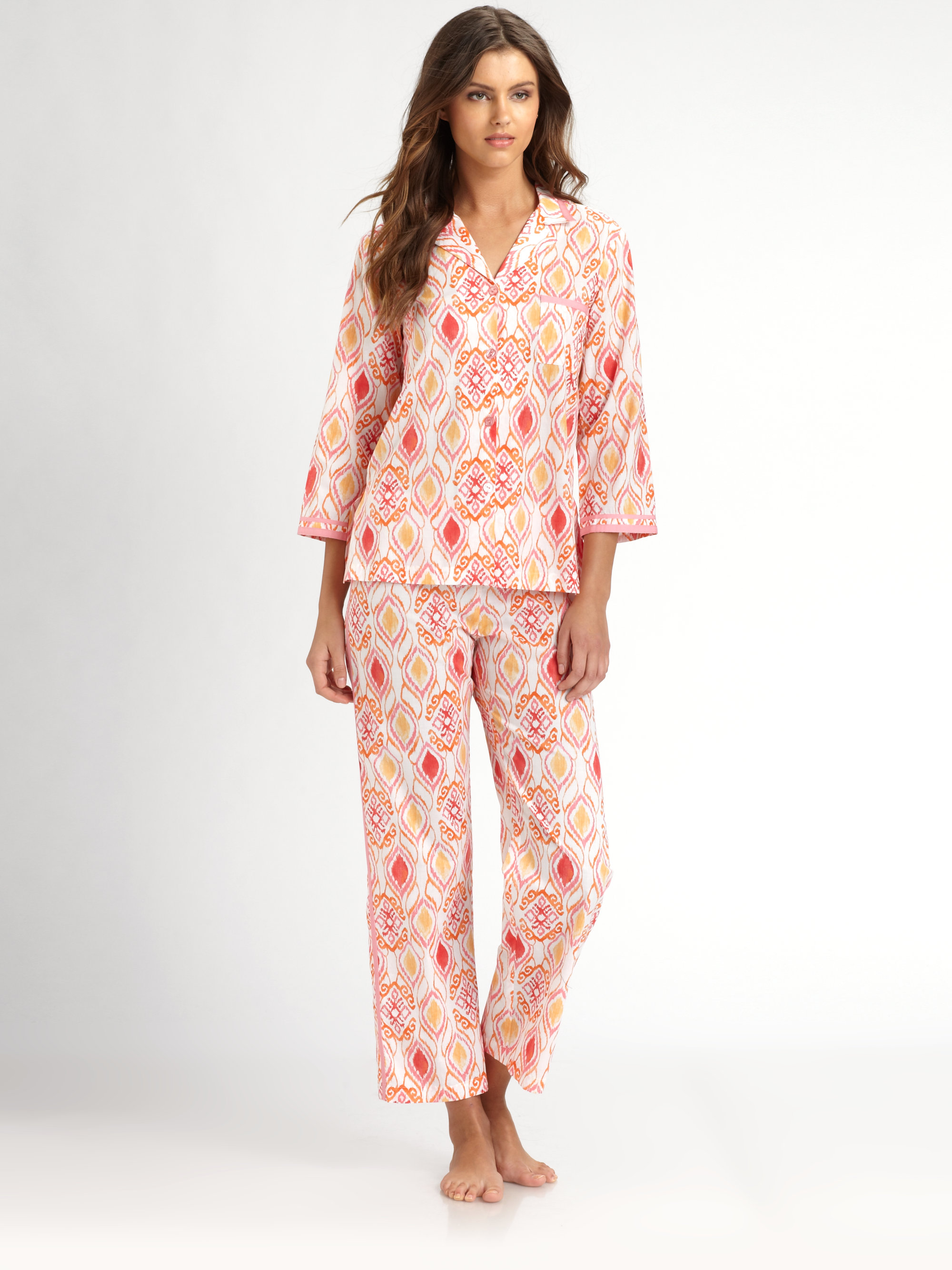 Oscar de la renta Ikatprint Cotton Pajama Set | Lyst