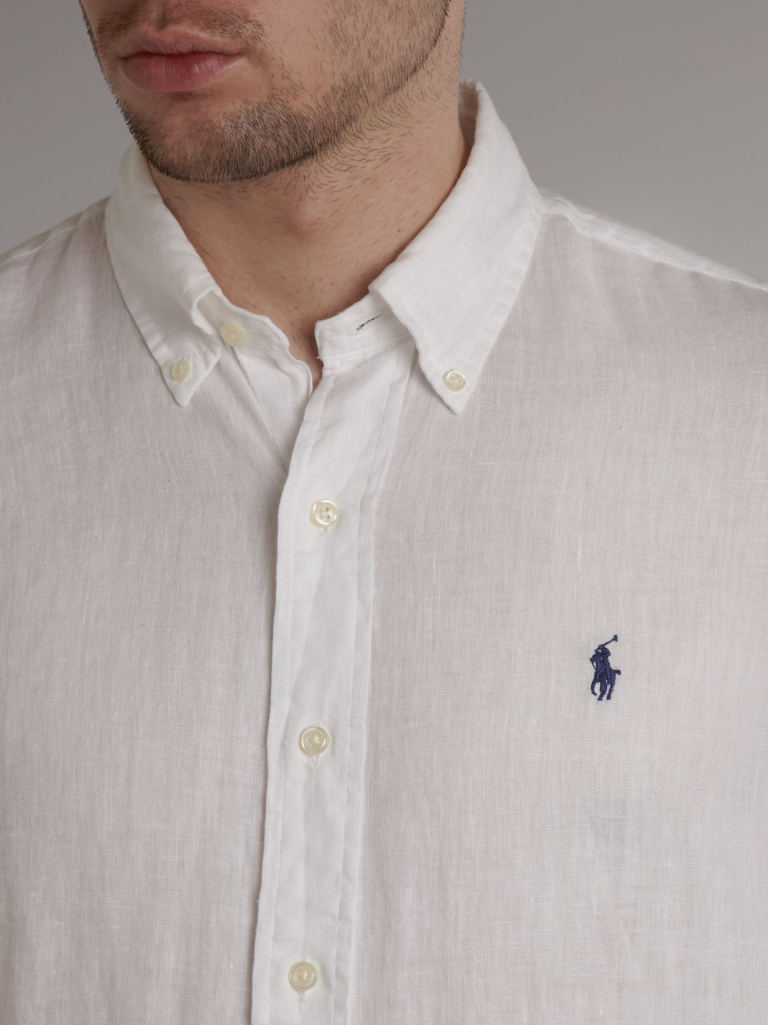 Polo ralph lauren Linen Button Down Shirt in White for Men | Lyst