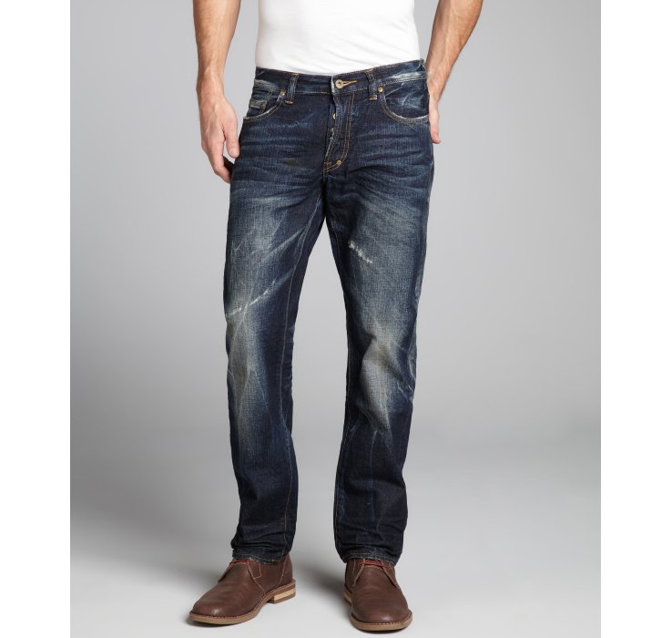 dark blue distressed jeans mens