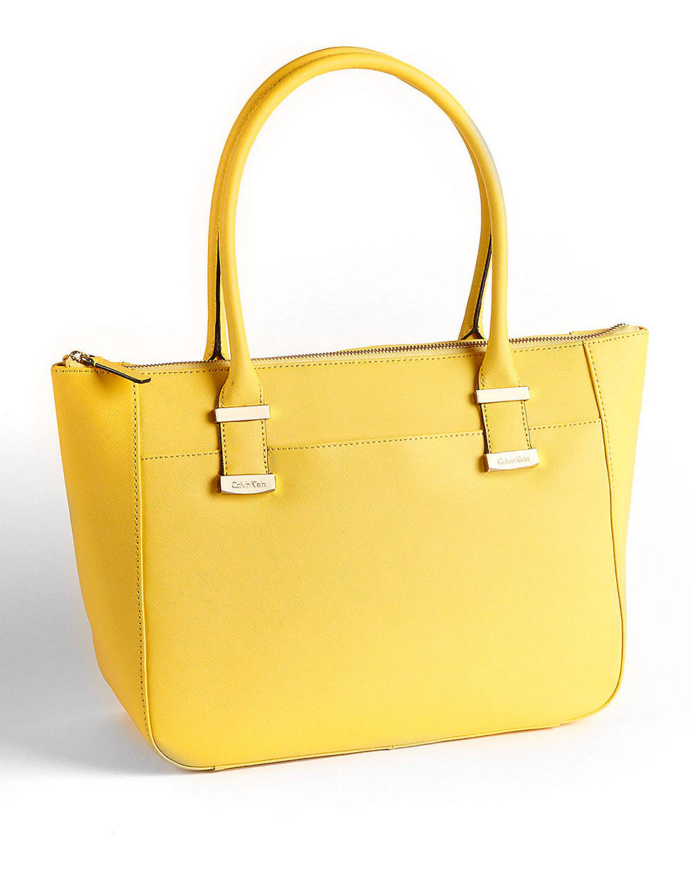 Calvin Klein Leather Tote Bag in Yellow (lemon drop) | Lyst