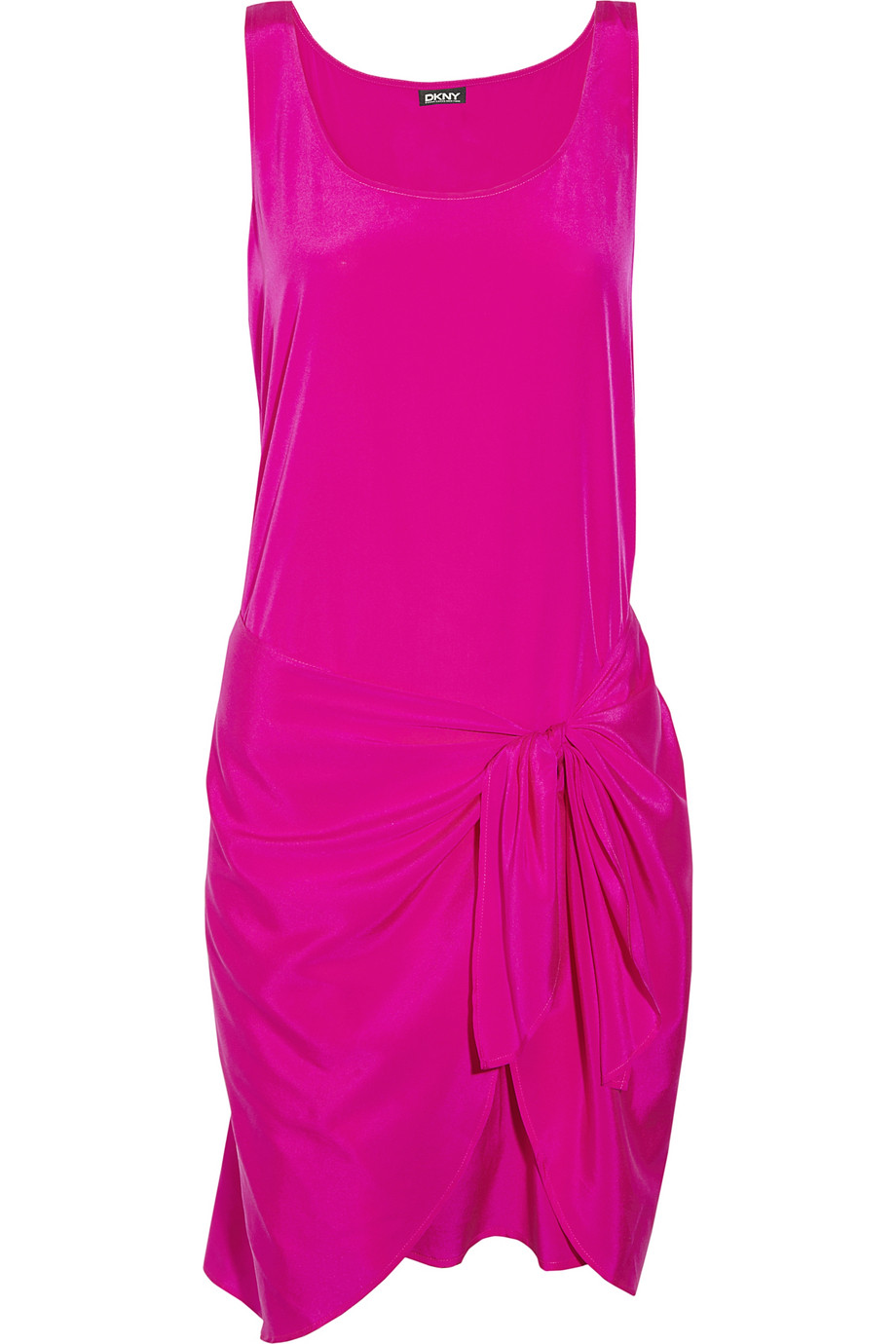 Lyst - Dkny Tie Waist Stretch Silk Dress in Pink
