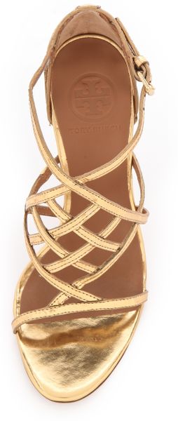 Tory Burch Amalie Metallic Sandals in Gold | Lyst