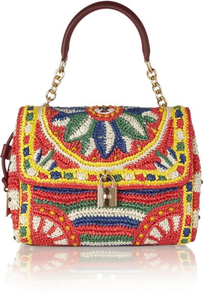 Dolce & Gabbana Miss Dolce Medium Woven Raffia Shoulder Bag in ...