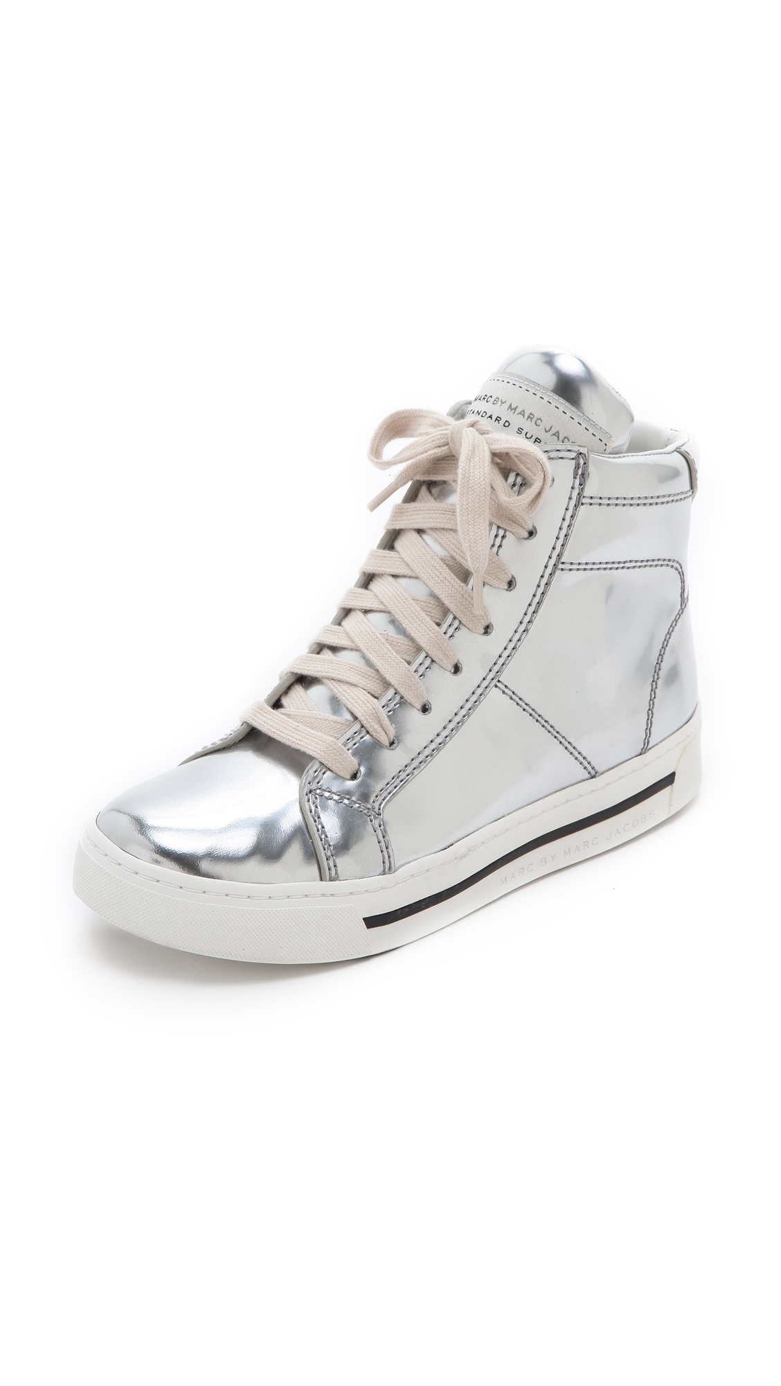 Marc by marc jacobs Mirror High Top Sneakers in Silver | Lyst