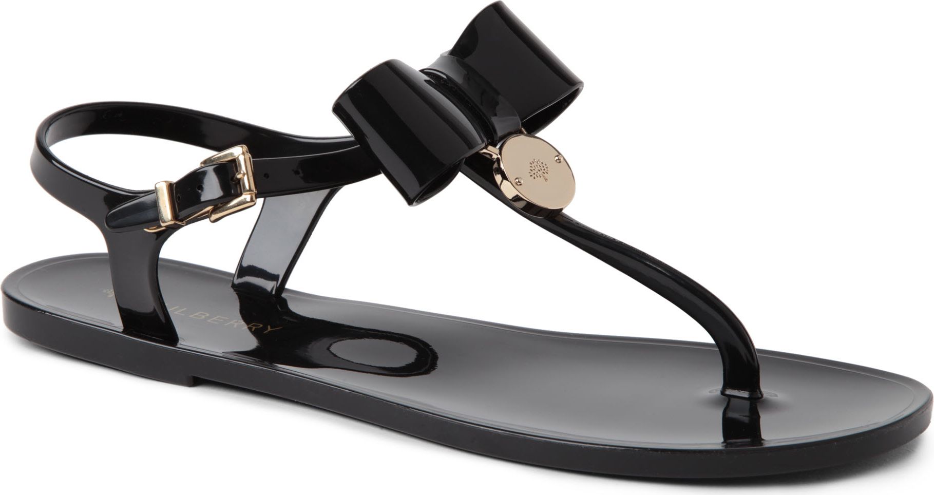 Mulberry Jelly Bow Flat Sandals in Black | Lyst
