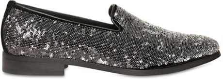 Arfango Sequined Loafers in Silver for Men (black) | Lyst