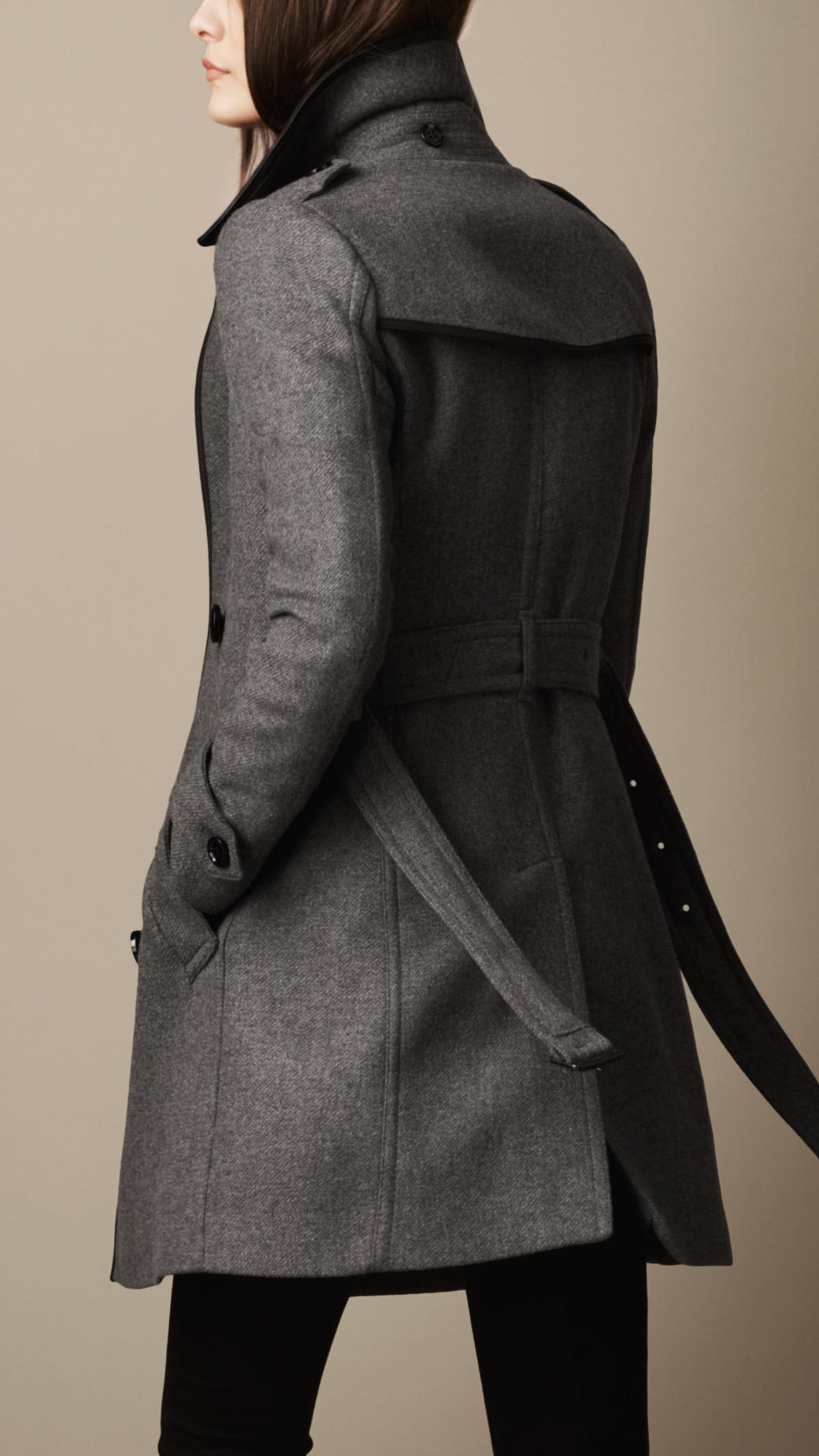 Lyst - Burberry Brit Midlength Woven Wool Blend Trench Coat in Gray