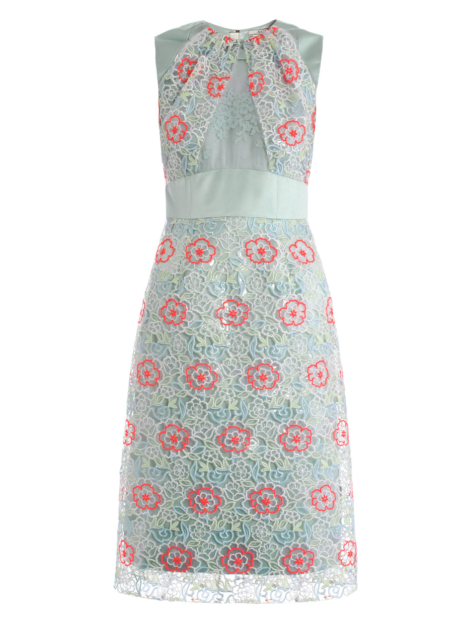 Erdem Alicia Embroidered Overlay Dress in Blue | Lyst