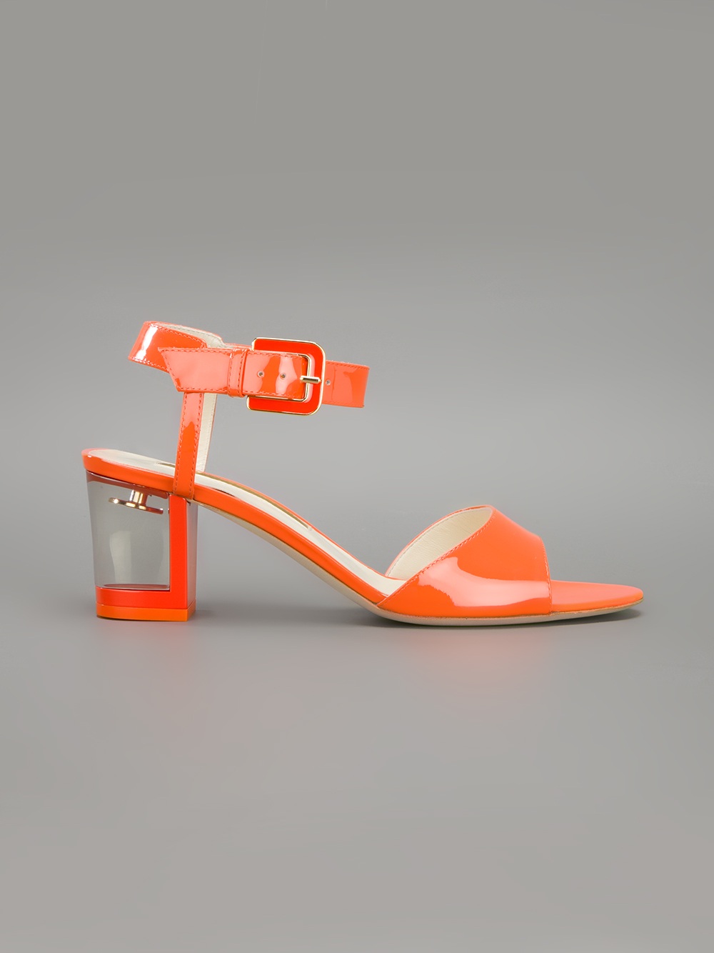 orange block heel sandals