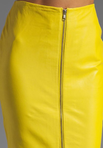 By Malene Birger Luxurious Leather Pencil Skirt in Neon Yellow in ...