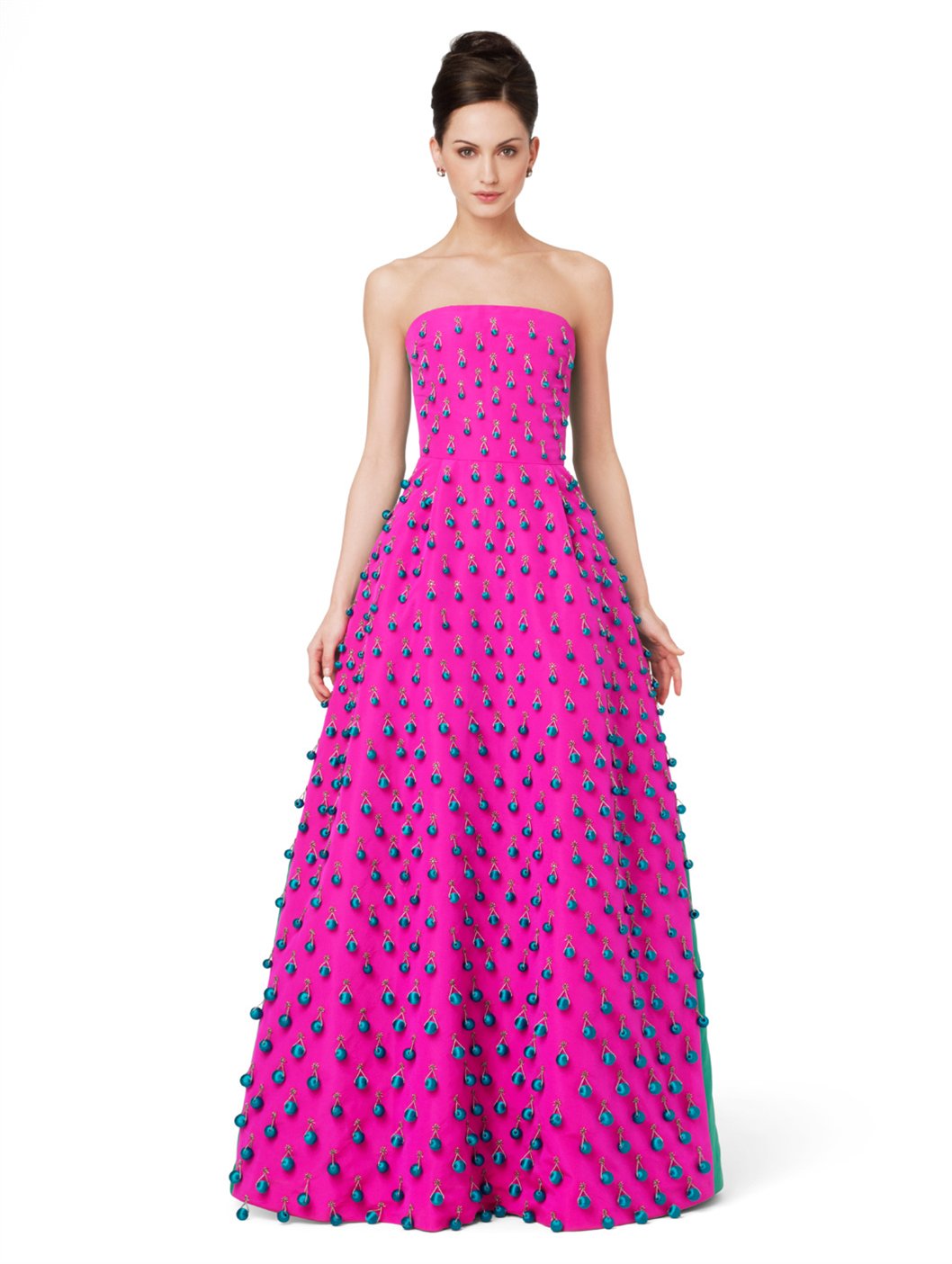 Lyst - Oscar de la renta Strapless Ball Gown with Tassel Embroidery in ...