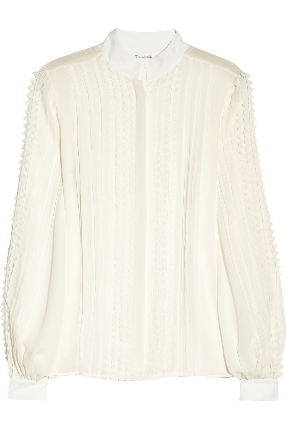 Oscar de la renta Pleated Silk chiffon Blouse in White | Lyst