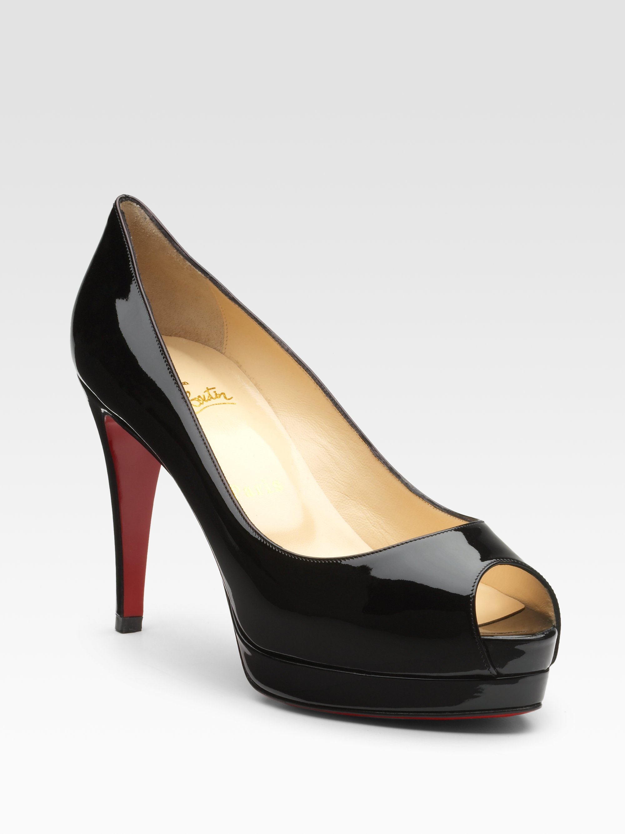 Christian Louboutin Altadama Patent Leather Peep-toe Pumps in Black | Lyst