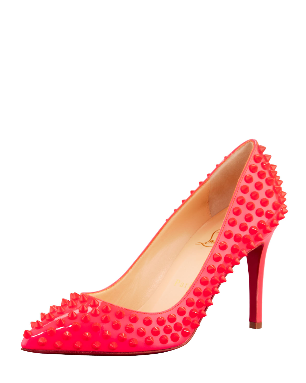 Christian louboutin Pigalle Spiked Pointedtoe Red Sole Pump Pink ...