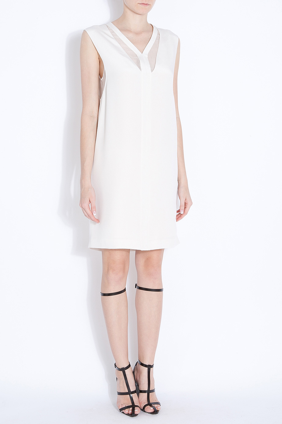 white vneck dress