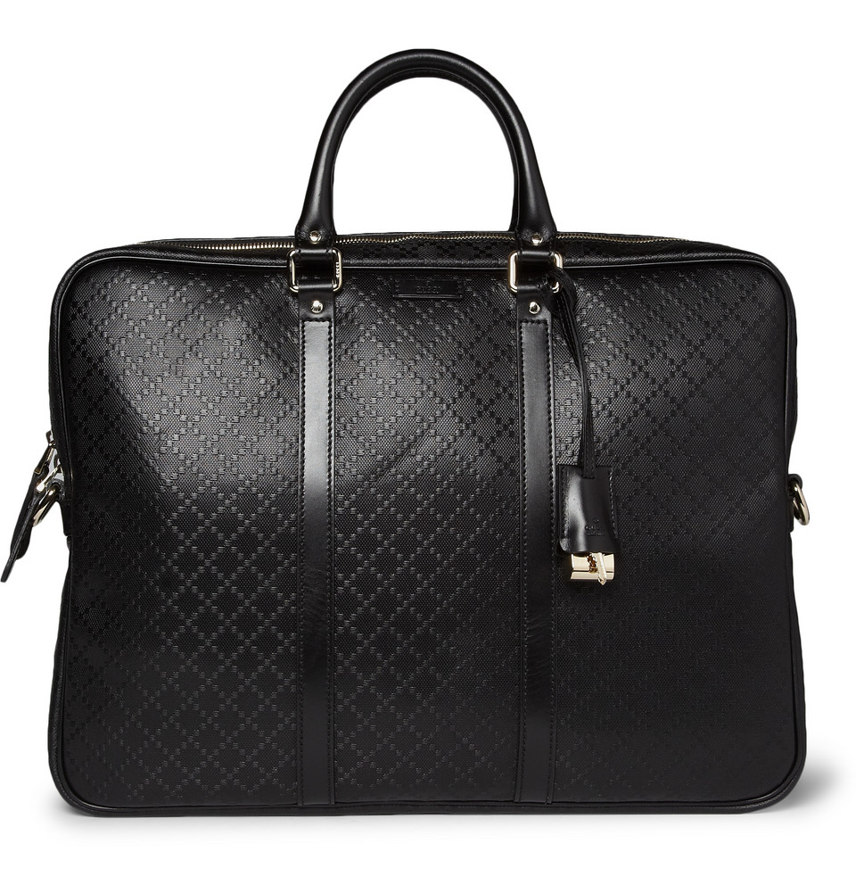 Lyst Gucci Diamondembossed Leather Briefcase in Black for Men
