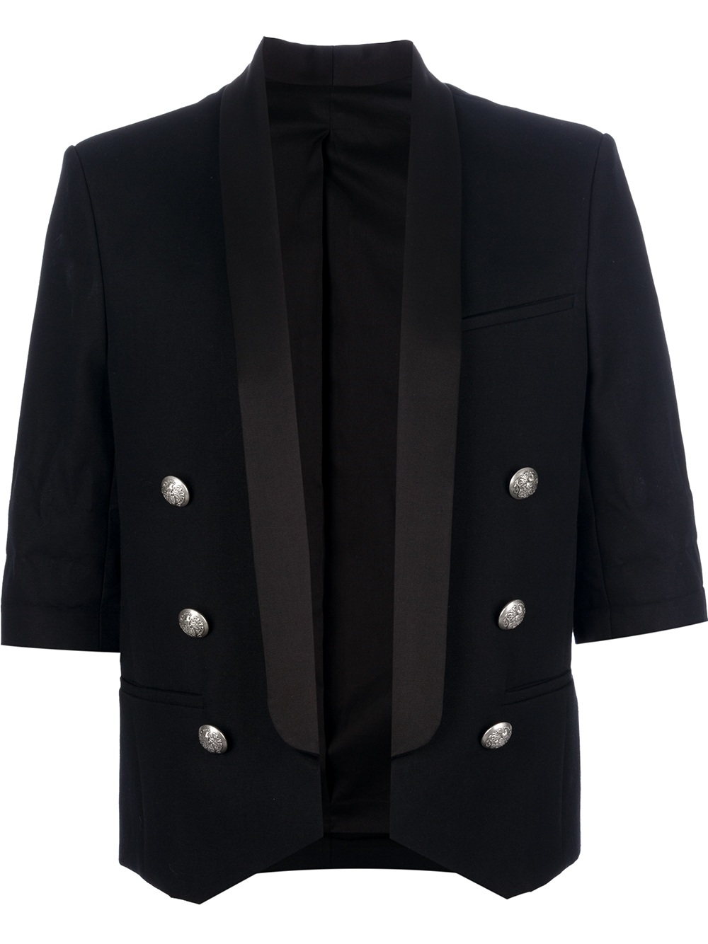 Balmain Cropped Tuxedo Style Jacket in Black for Men | Lyst