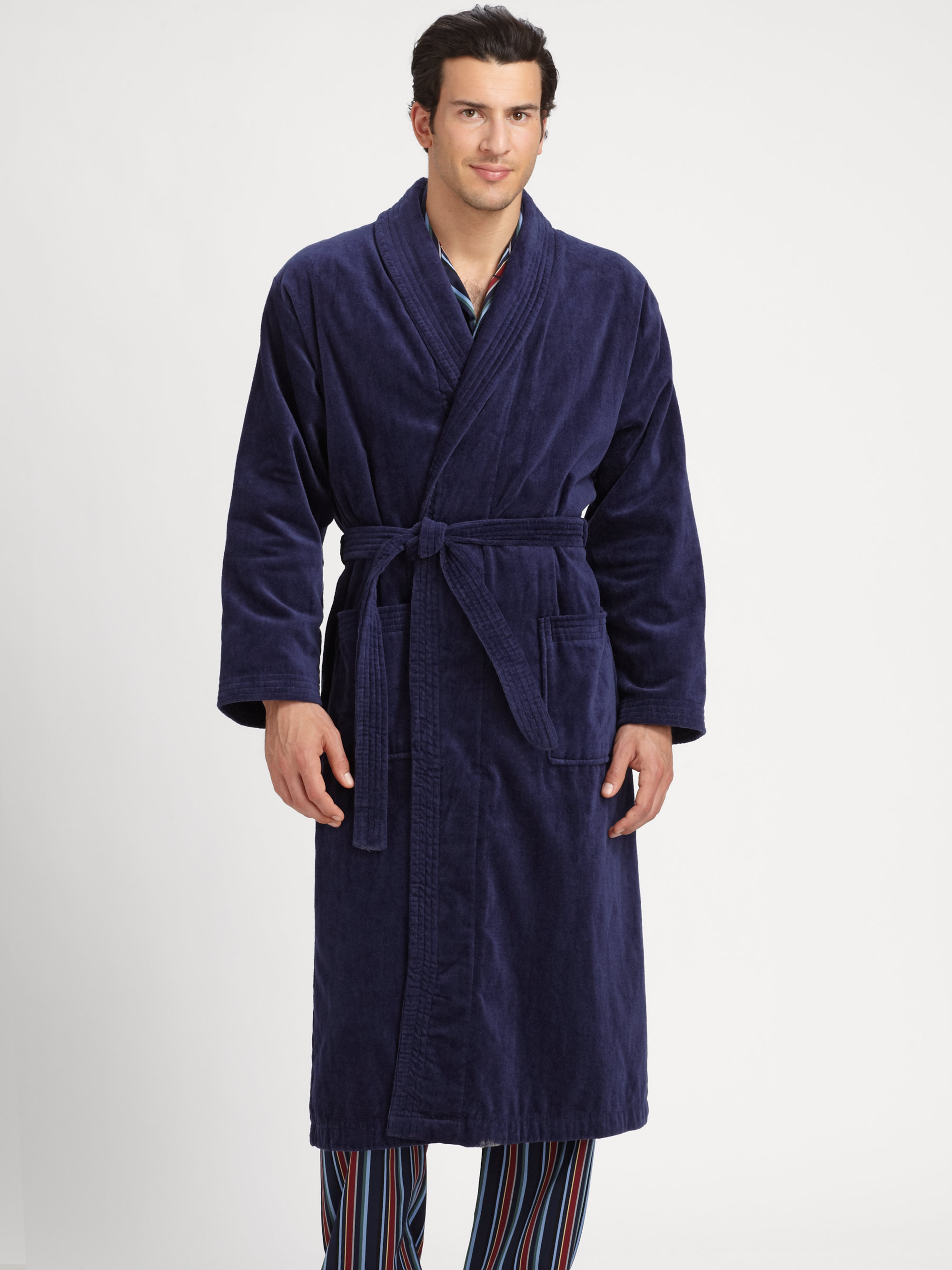 Derek Rose Towelling Robe in Blue for Men (navy) | Lyst