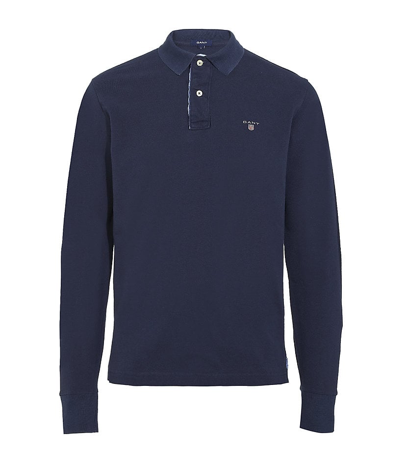 Gant Long Sleeve Polo Shirt In Blue For Men Lyst