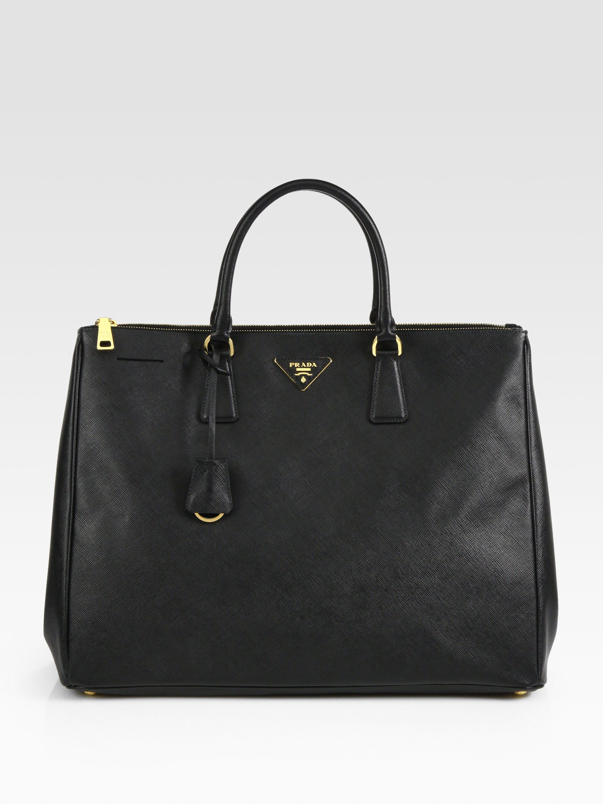 Prada Large Saffiano Top-handle Bag in Black | Lyst  