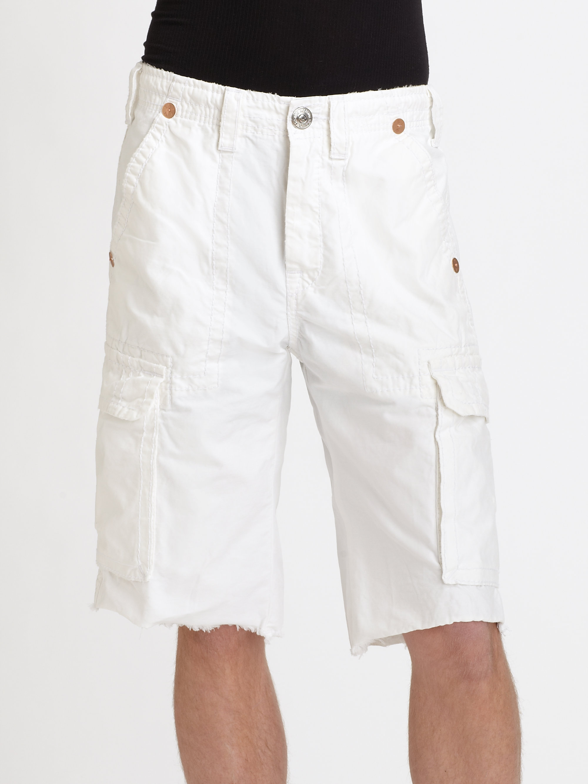 True Religion Isaac Cargo Shorts in White for Men | Lyst