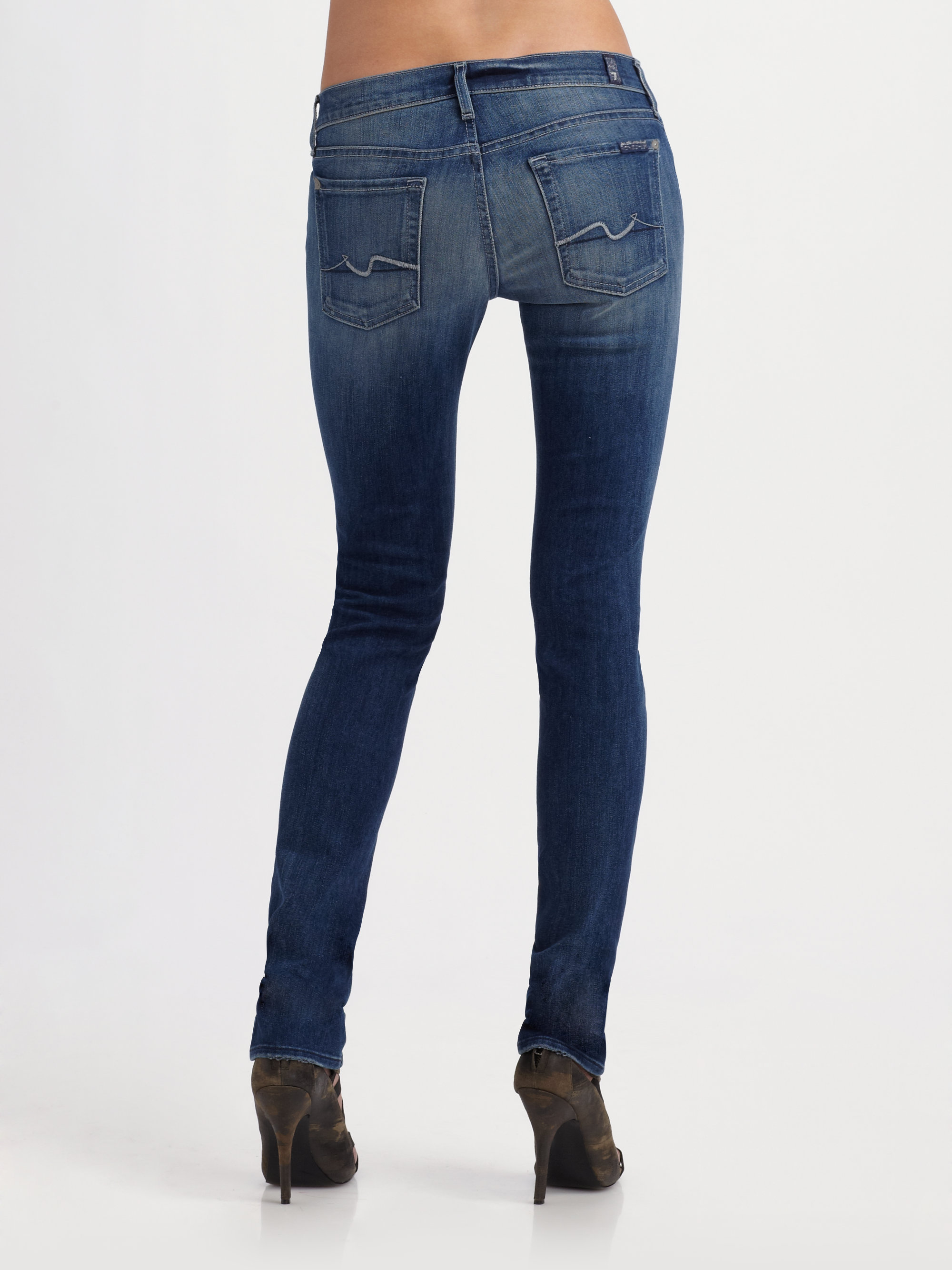 Lyst - 7 For All Mankind Roxanne Skinny Jeans in Blue