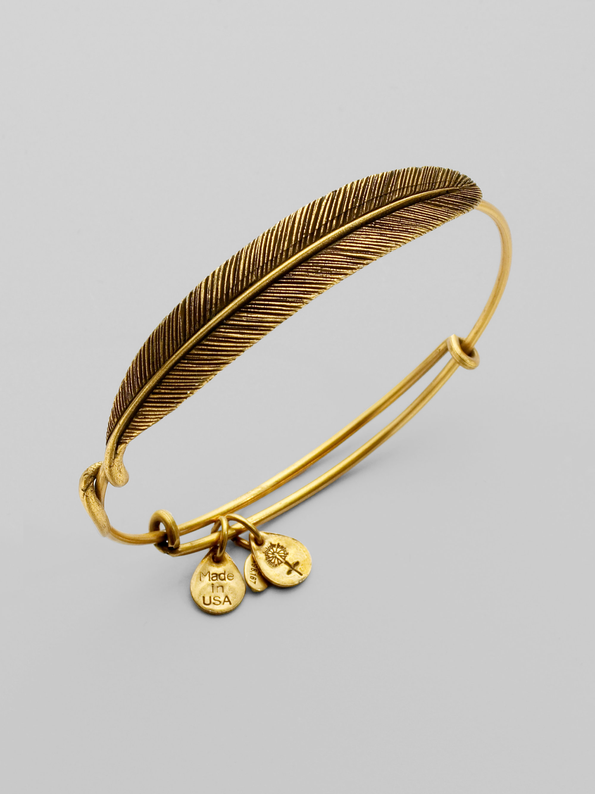 Lyst Alex And Ani Feather Expandable Wire Bracelet In Metallic Gallery