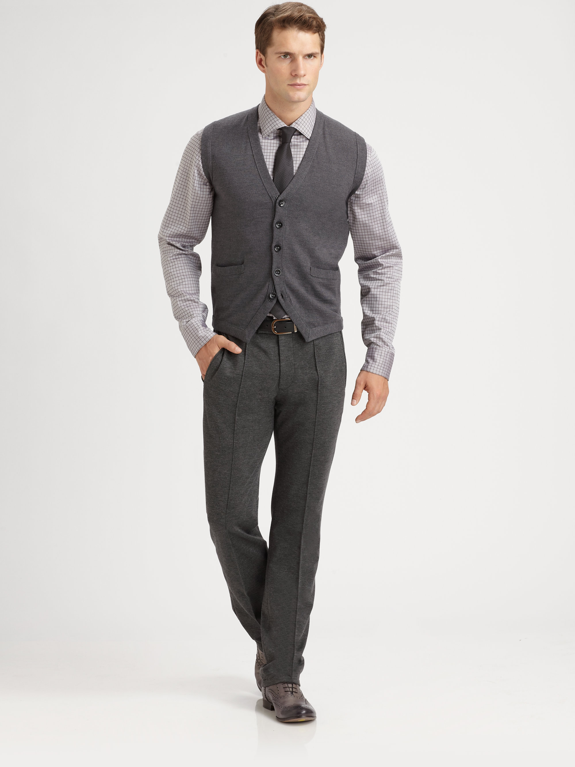 Lyst - Armani Wool Sweater Vest in Gray for Men