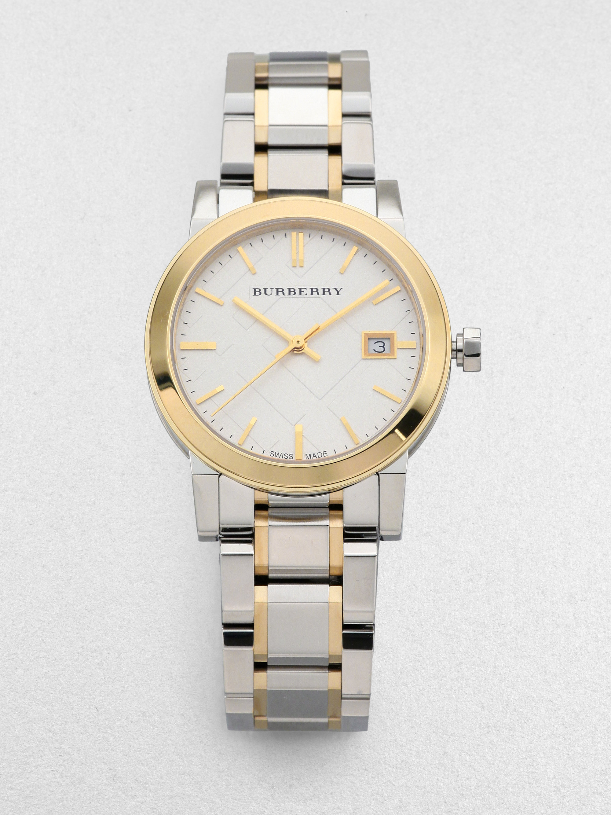 Lyst - Burberry City Two-tone Stainless Steel Bracelet Watch/34mm in ...