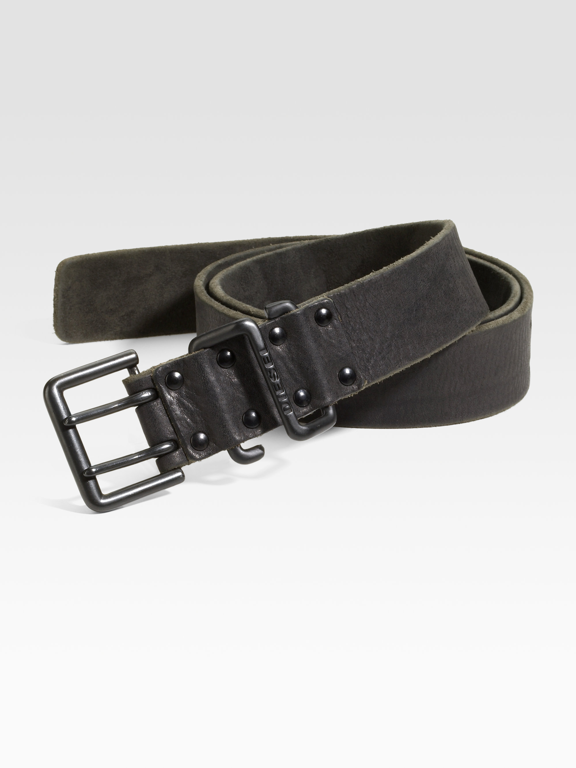 DIESEL Vintage Leather Belt in Black for Men - Lyst