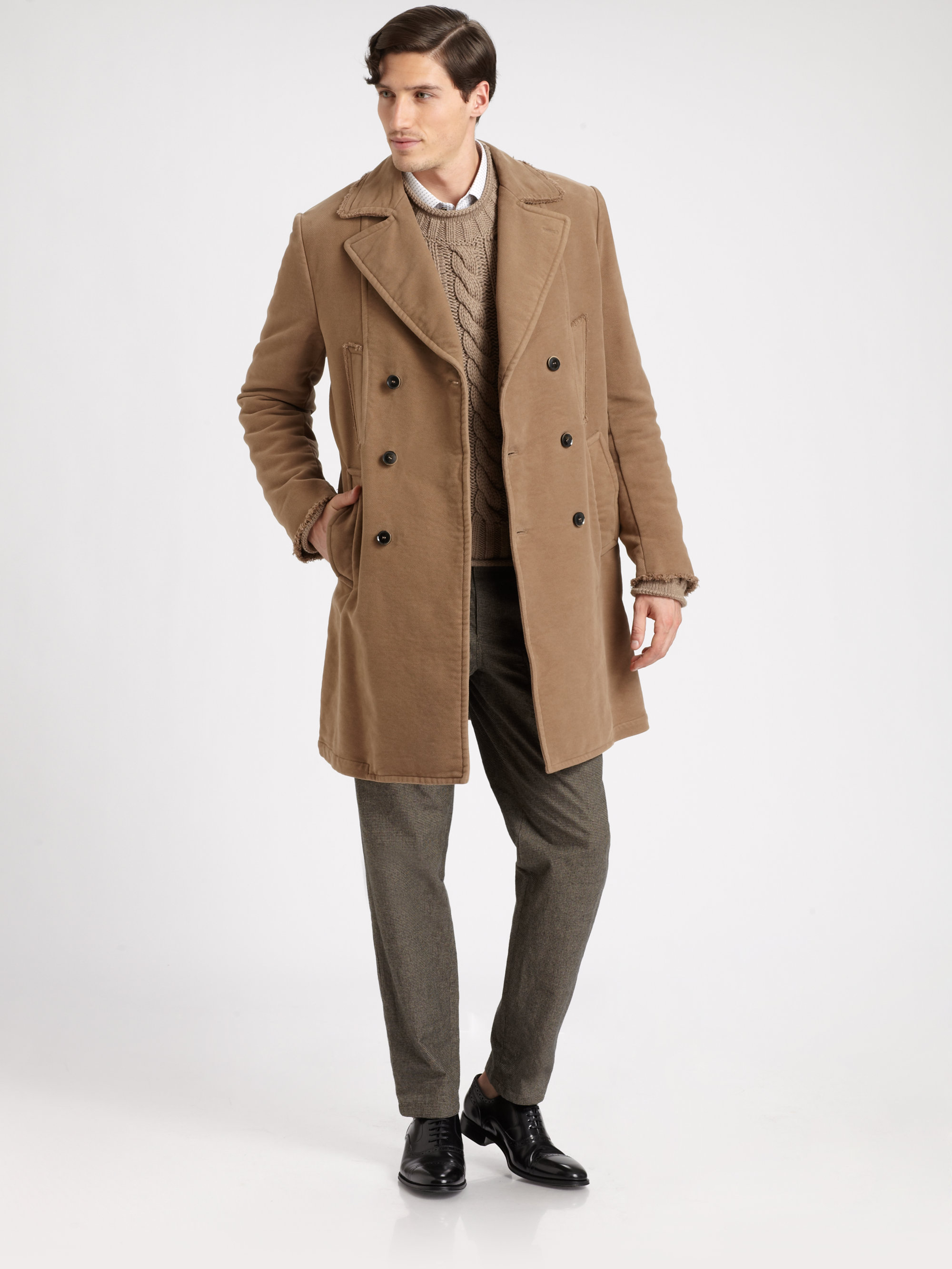 Dolce Gabbana Corduroy Peacoat In Natural For Men Lyst Camel Pea Coat Uk Tradingbasis