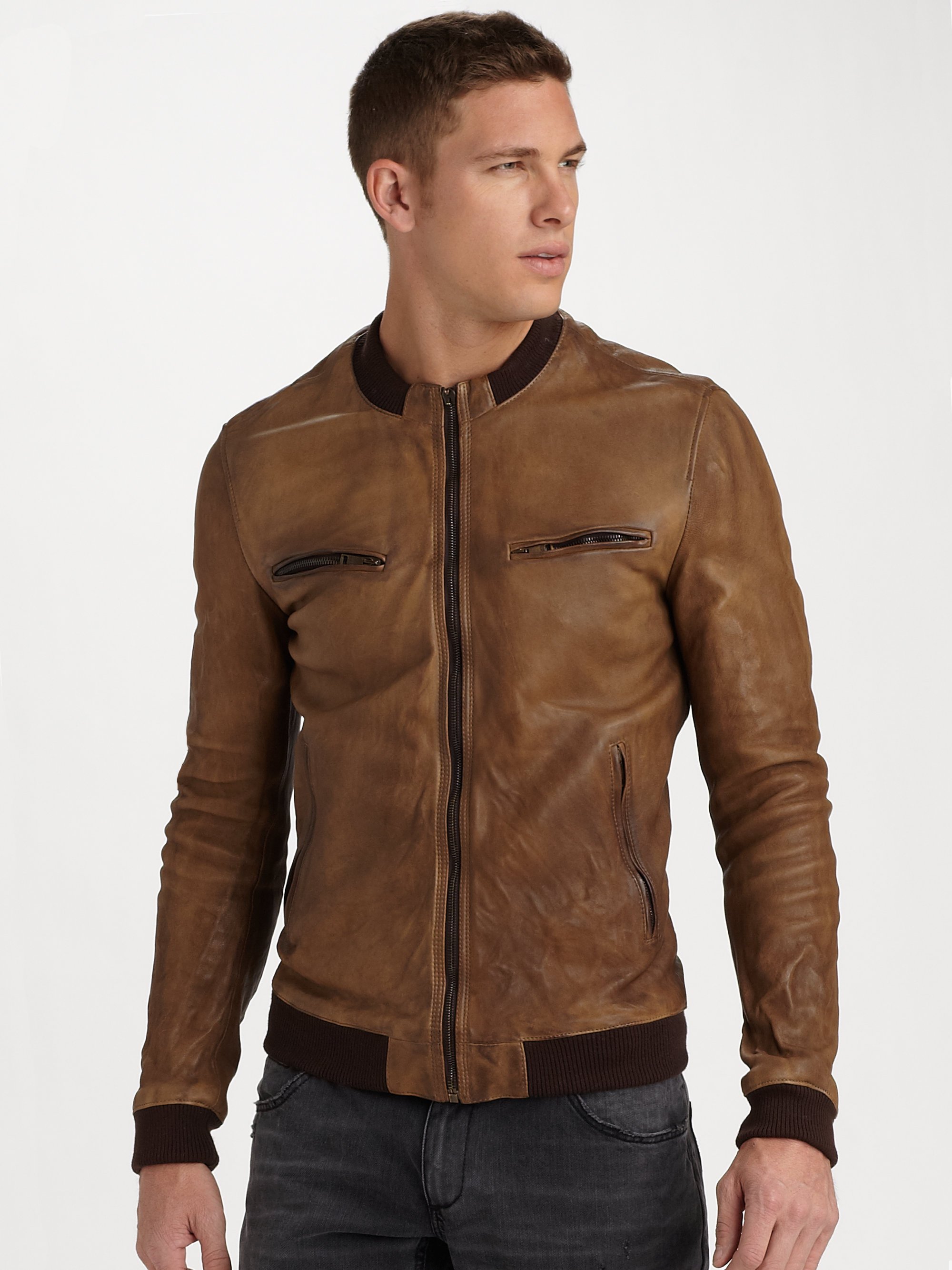 Dolce & Gabbana Leather Jacket in Brown for Men (tan) | Lyst
