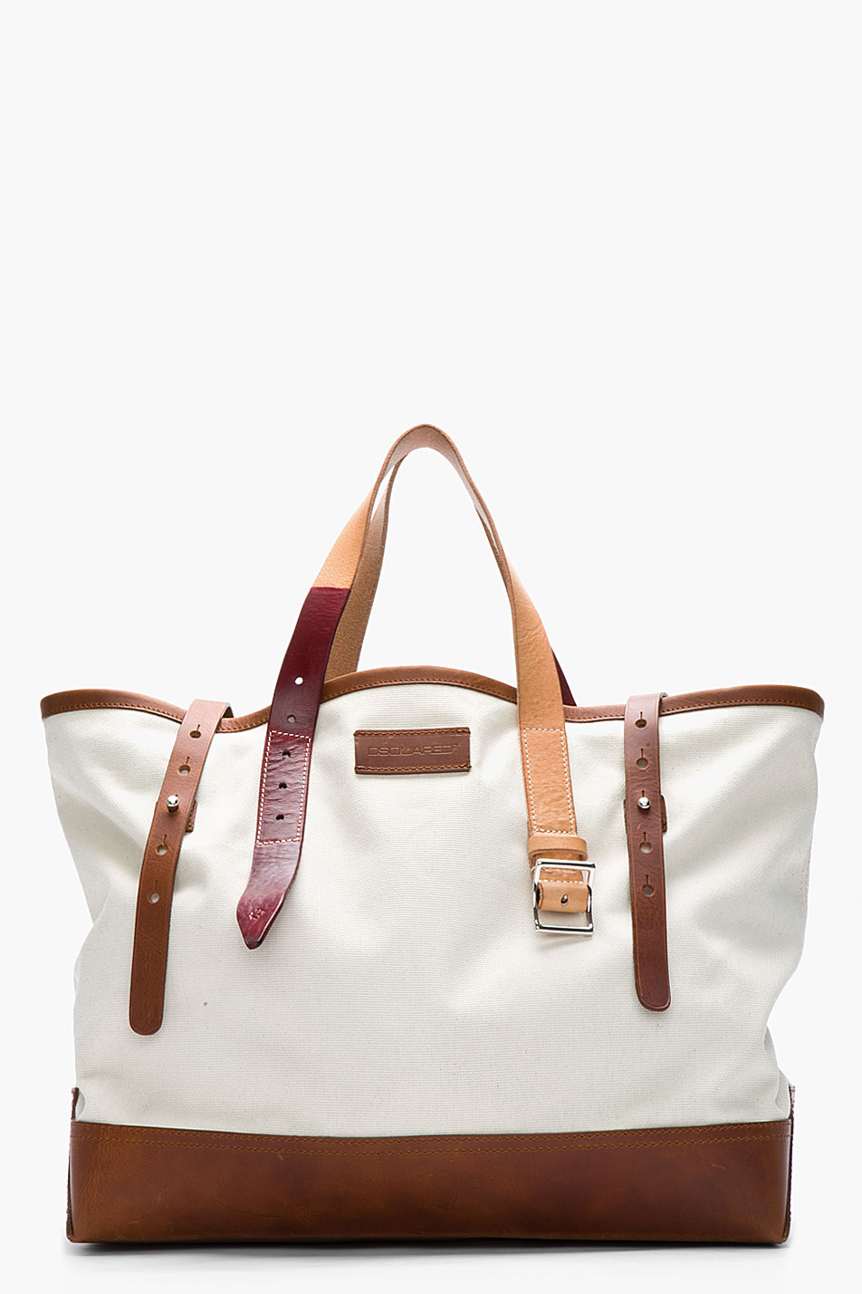 Lyst - Dsquared² Tan Canvas and Leather Dan and Dean Tote Bag in White ...