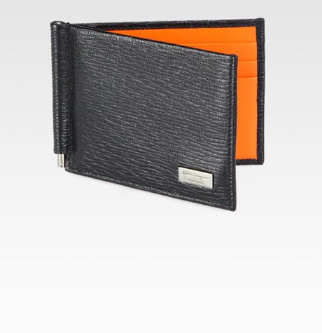 Ferragamo Revival Bifold Money Clip Wallet in Orange (black) | Lyst