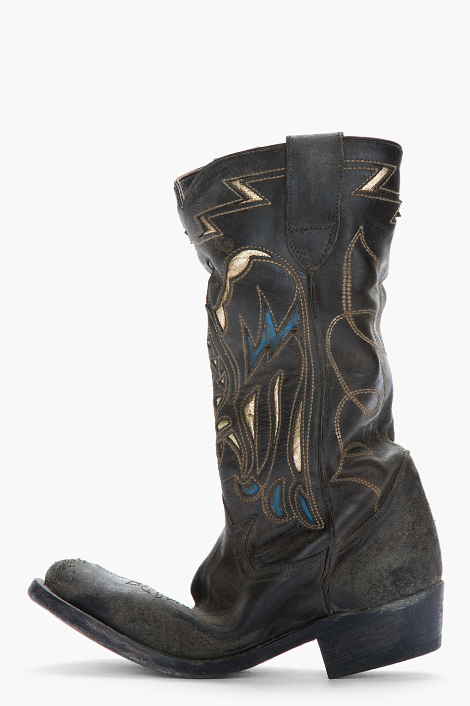 Lyst Golden Goose Deluxe Brand Tall Black Gold Leather Flying Cowboy