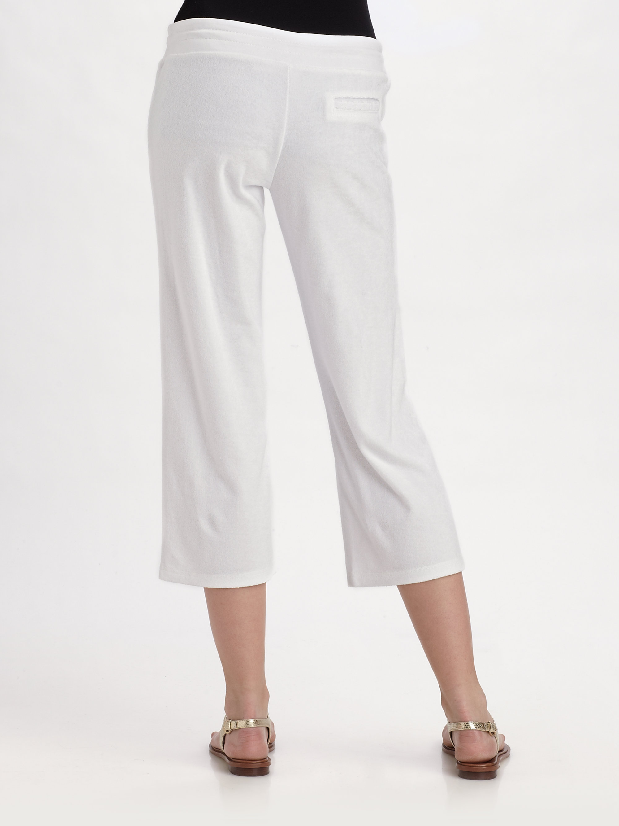 Juicy couture Terry Cropped Pants in White | Lyst
