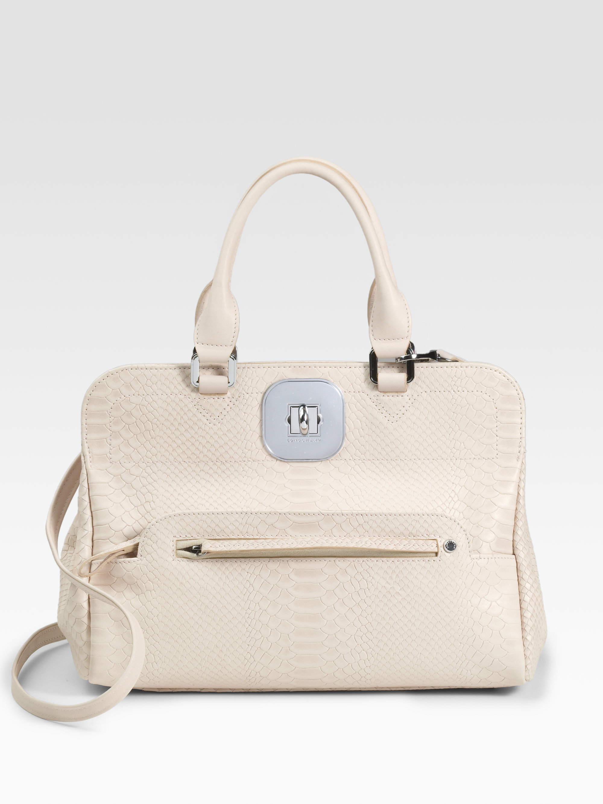 Lyst Longchamp Gatsby Exotic Top Handle Bag in Natural