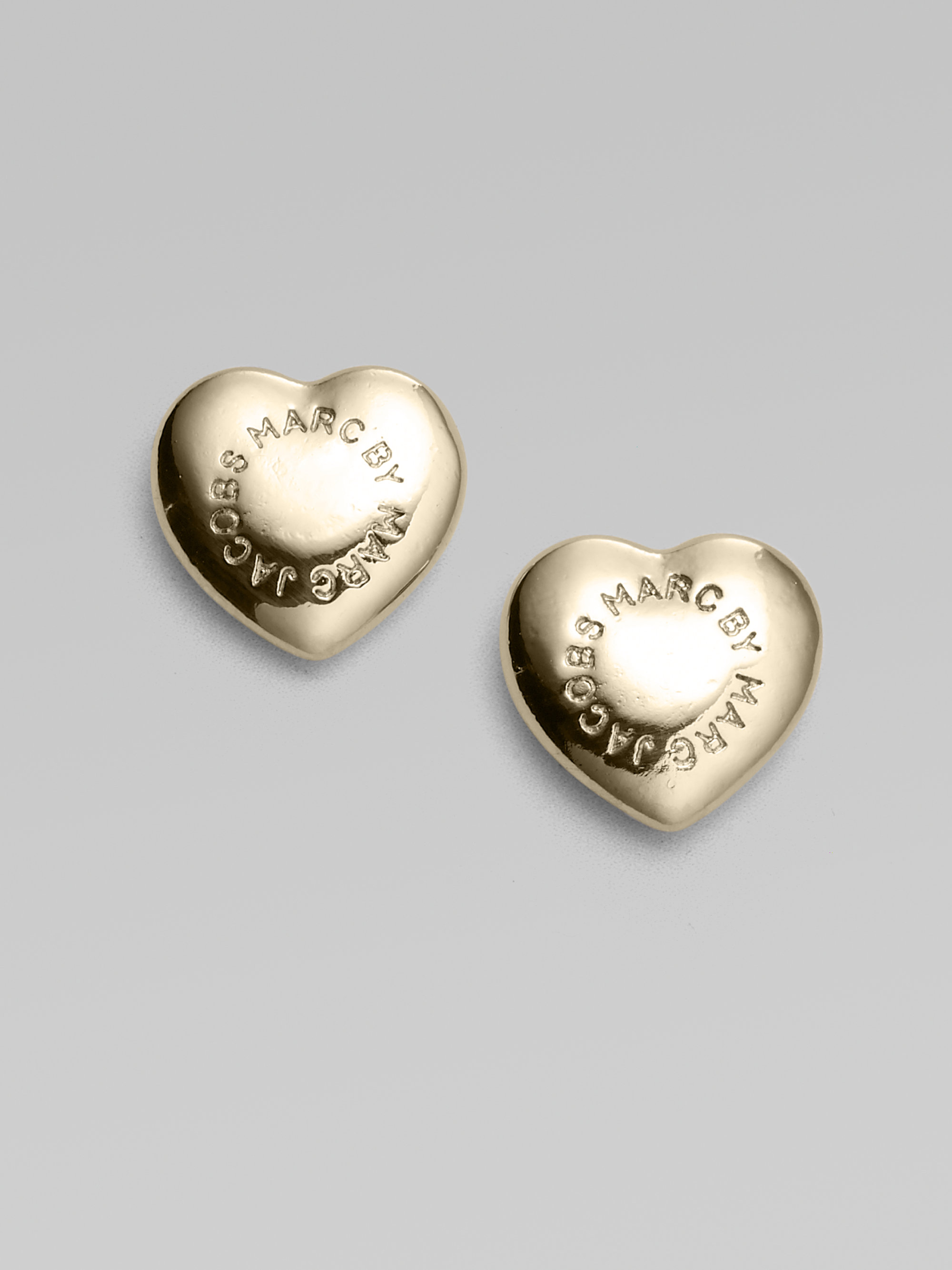 Lyst Marc By Jacobs House E Domed Heart Stud Earrings In Metallic Gallery
